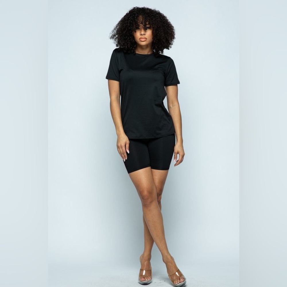 Black Biker Short Set